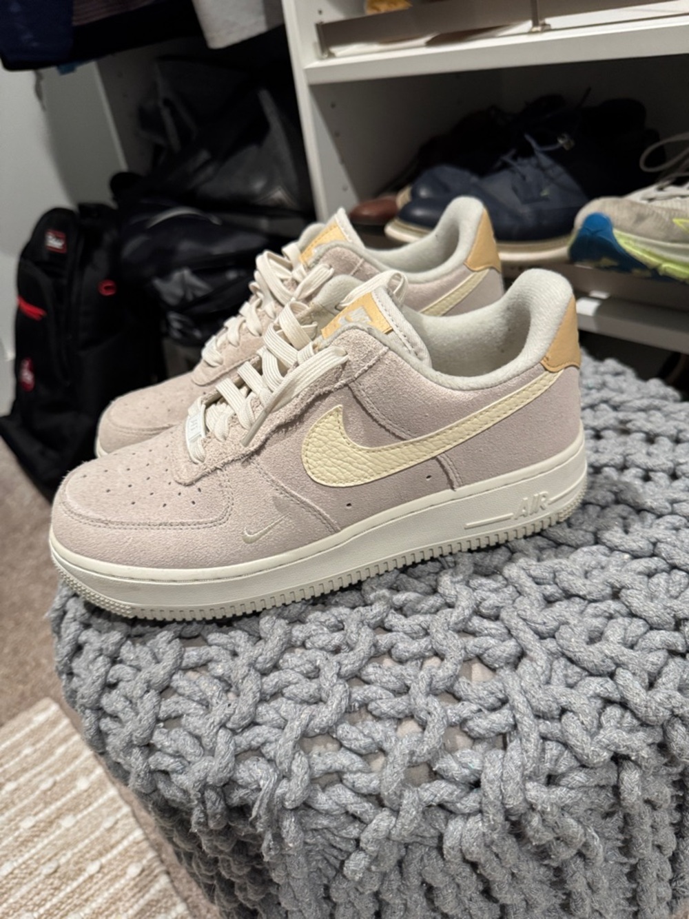 Nike Air Force 1 Low Suede Sneakers in Pale Pink & Cream